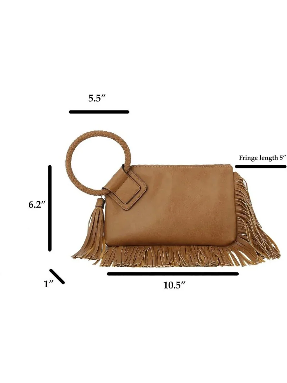 Women Fringe Coffee Leather Formal Purse Wristlet Wallet Casual Evening Handbag